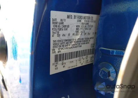 2012 Ford Escape Xlt from USA, damaged, VIN 1FMCU0DG3CKA57788